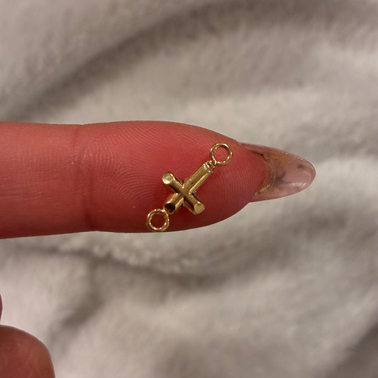 PLAIN CROSS BRACELET CHARM 1CM 18K YELLOW GOLD - 0.27GR