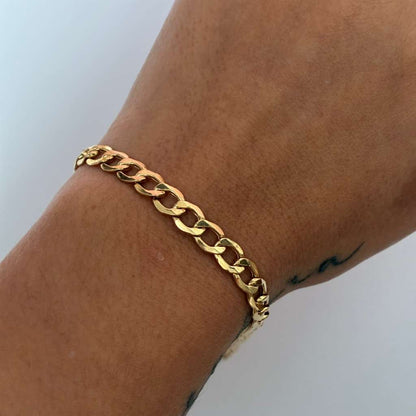 PULSERA CUBANA MARTILLADA 6.5MM ORO AMARILLO ITALY 18K 20CM - 5,62GR