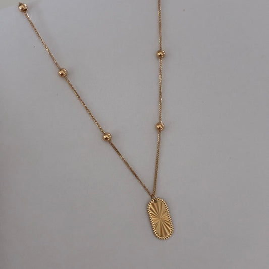 MINI FRANCO CHAIN ​​+ BALLS AND DIAMOND PLATE YELLOW GOLD ITALY 18K 45CM - 1.0GR