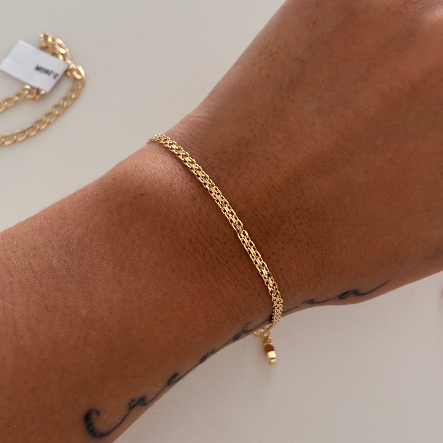 CHINESE BRACELET ONE STRAND 2.5MM YELLOW GOLD ITALY 18K 18CM - 1.64GR