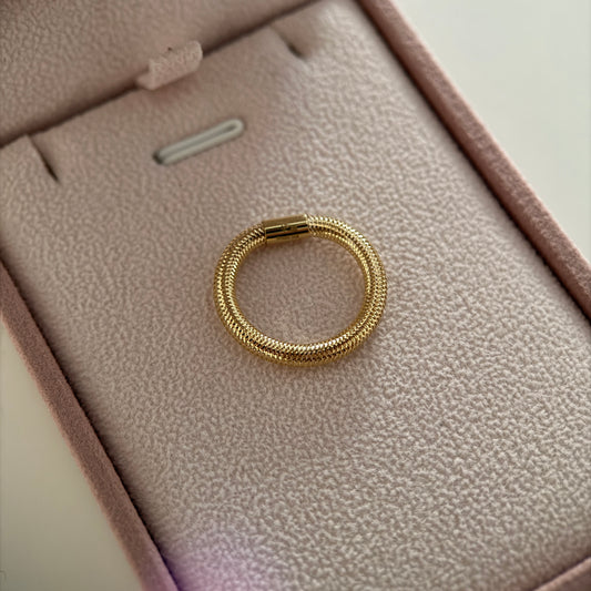 ANILLO ELASTICO TIPO MALLA 3MM ORO AMARILLO ITALY ESP 18K TALLA 6 A 9 - 0,61GR