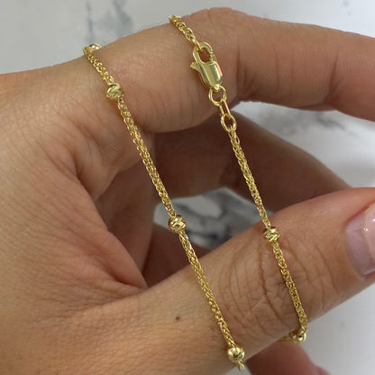 MINI FRANCO CHAIN ​​+ DIAMOND BALLS 1MM 18K ITALIAN YELLOW GOLD - 50CM 4.75GR