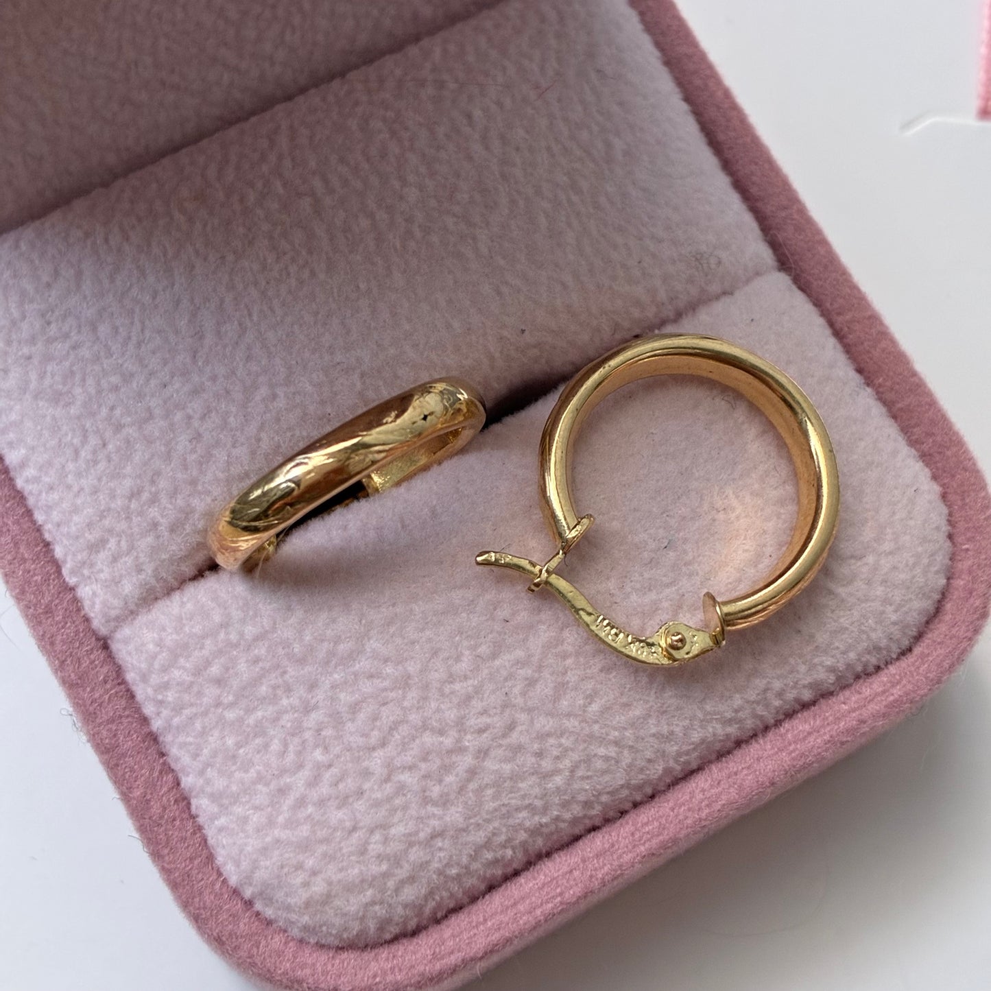 PLAIN HOOP EARRINGS WITH FLOWERS 1.4CM 18K YELLOW GOLD - 1.73GR