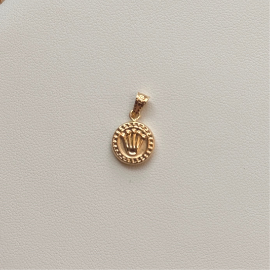 PLAIN CROWN PENDANT 1.6CM 18K YELLOW GOLD - 0.6GR