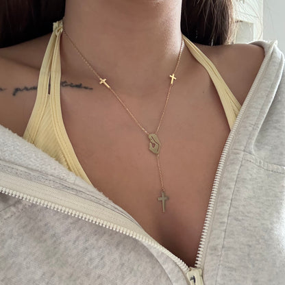 MINI ROLON ROSARY WITH VIRGIN MARY YELLOW GOLD ITALY 18K 45CM - 3.53GR