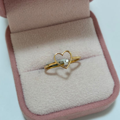 ANILLO CORAZON SILUETA DIAMANTE NATURAL 0,02QTS ORO AMARILLO ITALY 18K TALLA 6.5 - 0,99GR