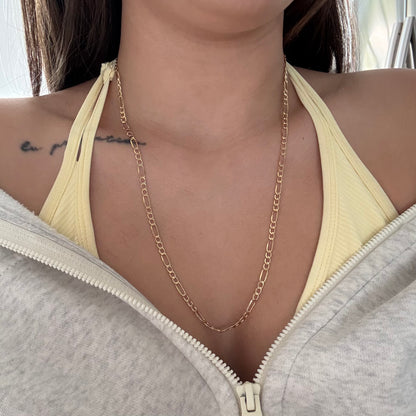 3X1 FIGARO CHAIN ​​4MM YELLOW GOLD ITALY 18K 60CM - 5.32GR