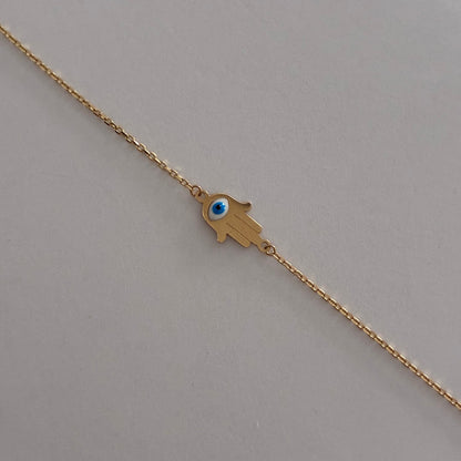 FATIMA HAND BRACELET, GOLDEN YELLOW GOLD, 18K ITALY ESP, 17CM TO 19CM - 1.0GR