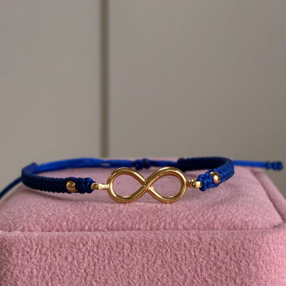 RED THREAD BRACELET INFINITY HARDWARE + 2 BALLS 3M 18K YELLOW GOLD 0.5GR