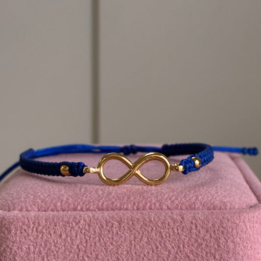 RED THREAD BRACELET INFINITY HARDWARE + 2 BALLS 3M 18K YELLOW GOLD 0.5GR