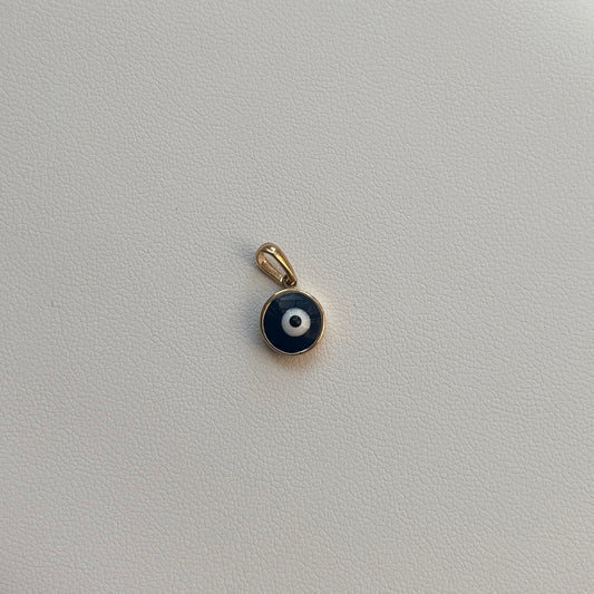 TURKISH EYE PENDANT 1.3CM YELLOW GOLD ITALY ESP 18K - 1.08GR