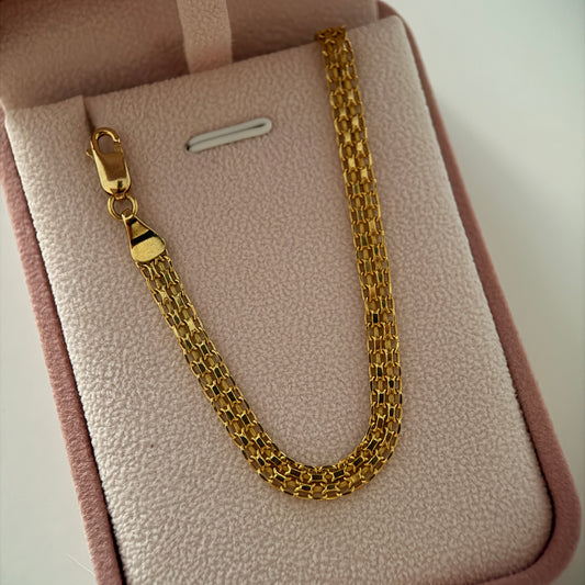 CHINESE BRACELET DOUBLE RAIL 5MM YELLOW GOLD ITALY 18K 20.5CM - 4.13GR