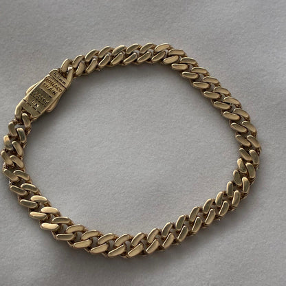 PULSERA CUBANA MONACO 5.5MM PIEDRAS BLANCAS ORO AMARILLO ITALIANO ESP 18K - 20CM 11,63GR