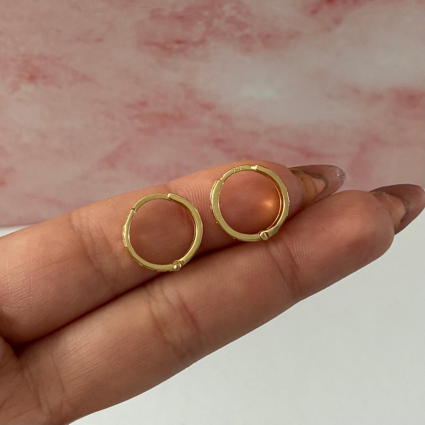 Diamond-set square click hoop earrings 1.2cm 18K yellow gold Italy - 2.09g