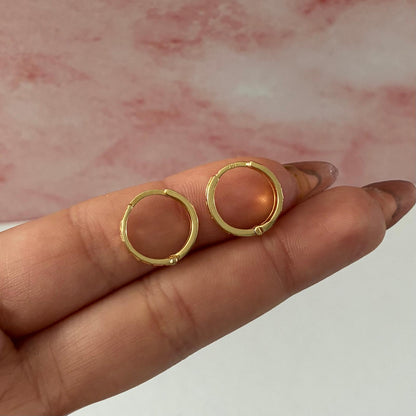 Diamond-set square click hoop earrings 1.2cm 18K yellow gold Italy - 2.09g