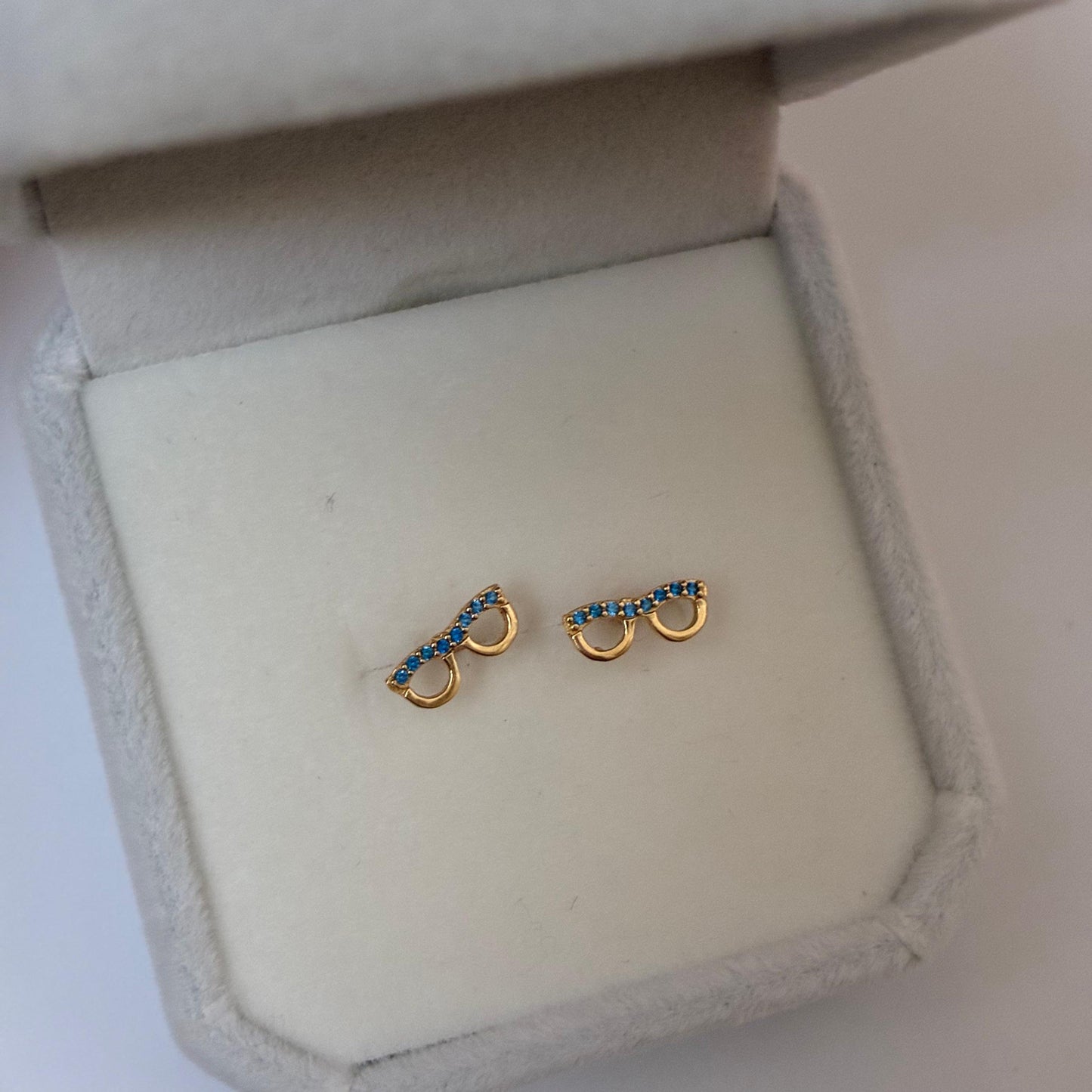TOP GLASSES WITH BLUE STONES YELLOW GOLD COL 18K- 0.62GR