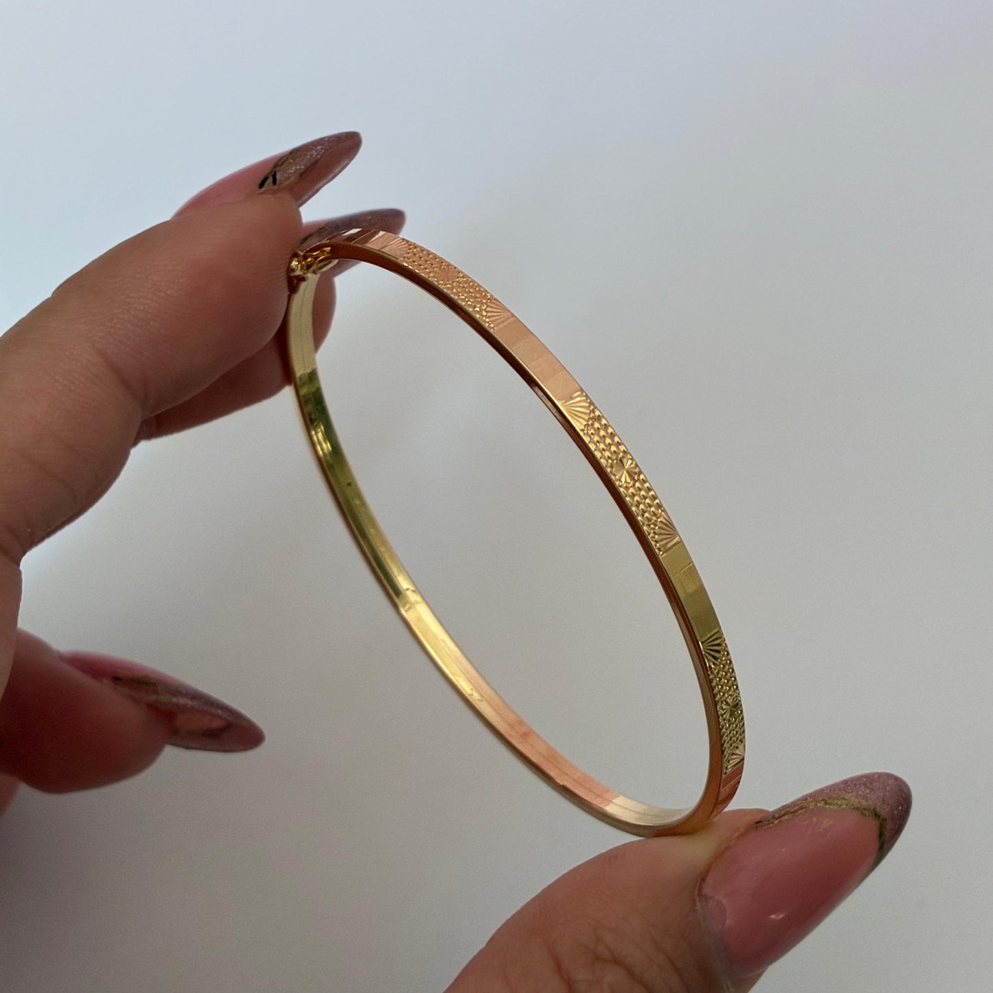 DIAMOND RING BRACELET 3MM YELLOW GOLD ITALY ESP 18K 17CM - 4.29GR