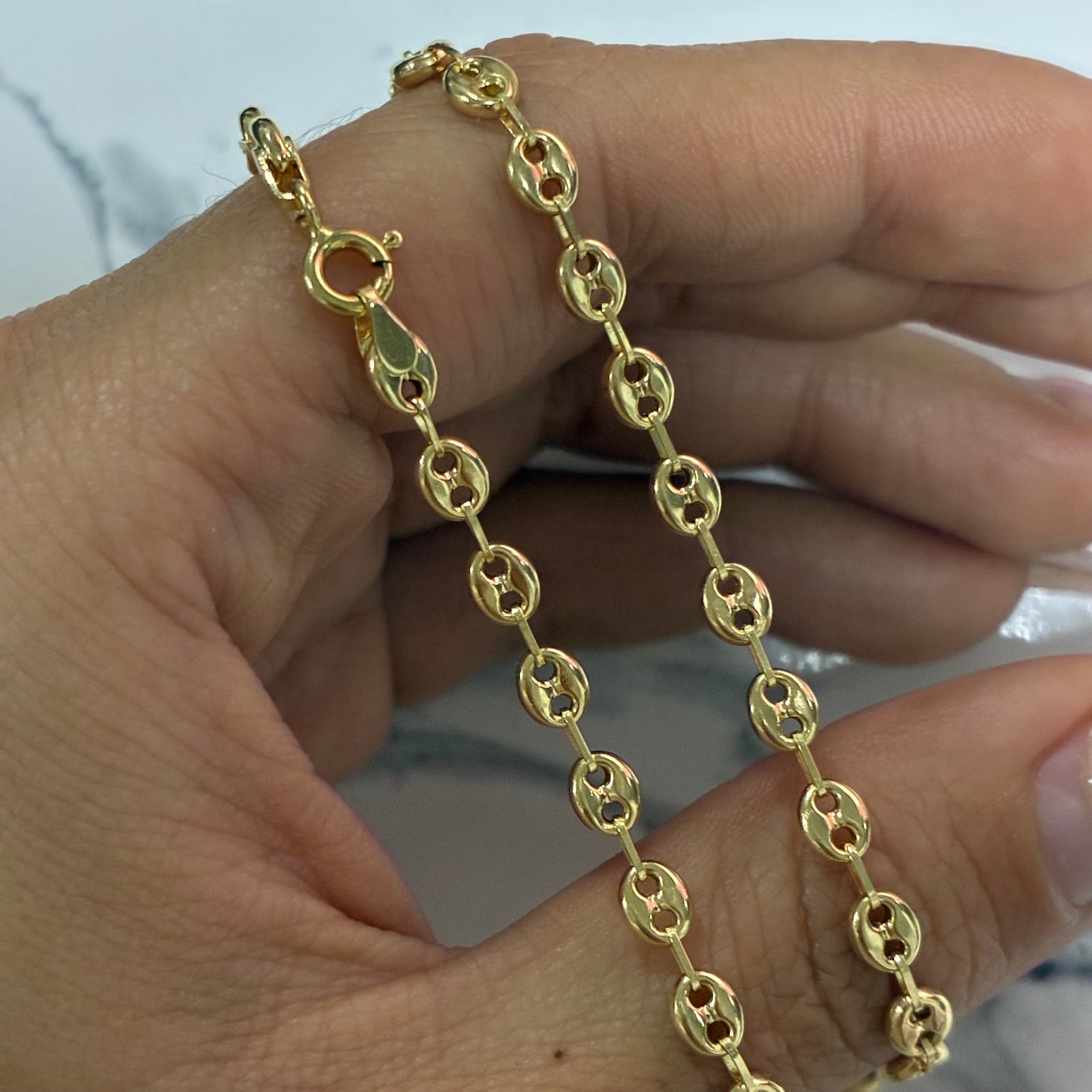 4MM YELLOW GOLD COFFEE BEAN CHAIN 18K - 45CM 5.78GR