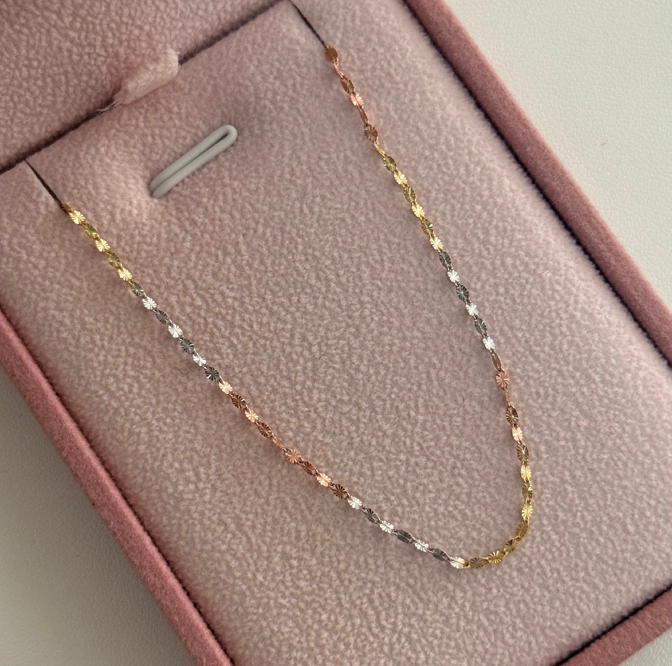 DIAMOND CRYSPETA CHAIN ​​1MM THREE GOLD ITALY 18K 45CM - 0.93GR