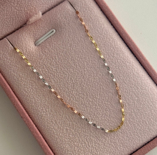 DIAMOND CRYSPETA CHAIN ​​1MM THREE GOLD ITALY 18K 45CM - 0.93GR