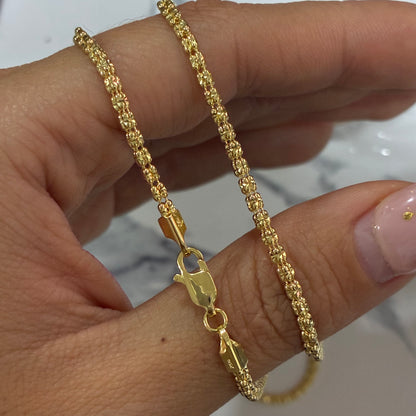 TRIPLE CHANNEL DIAMOND-CUT CHAIN ​​2.3MM ITALIAN YELLOW GOLD 18K - 50CM 9.76GR
