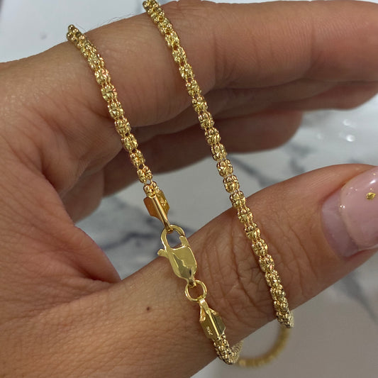 TRIPLE CHANNEL DIAMOND-CUT CHAIN ​​2.3MM ITALIAN YELLOW GOLD 18K - 50CM 9.76GR