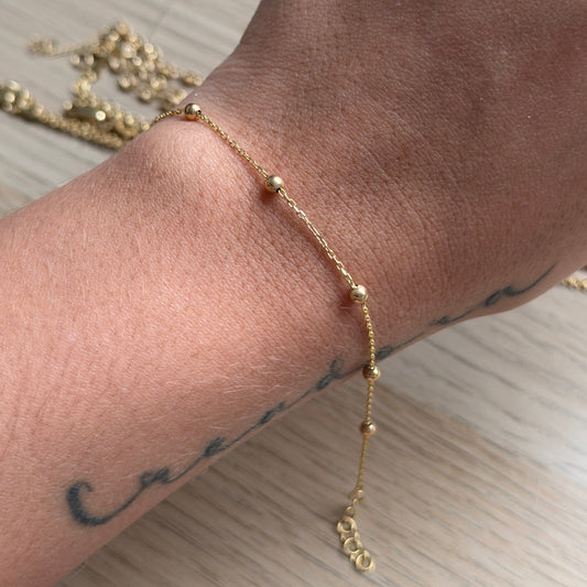 PULSERA ROLON ESTELAR BOLAS LISAS 3MM ORO AMARILLO ITALY 18K 17CM A 19CM - 1,1GR