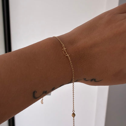 TOBILLERA CUBANA + LINEAS DE LA VIDA ORO AMARILLO 18K - 24,5CM - 1,65GR