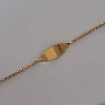 BABY BRACELET WITH OVAL PLATE AND RING, 18K YELLOW GOLD, 15CM - 1.39GR