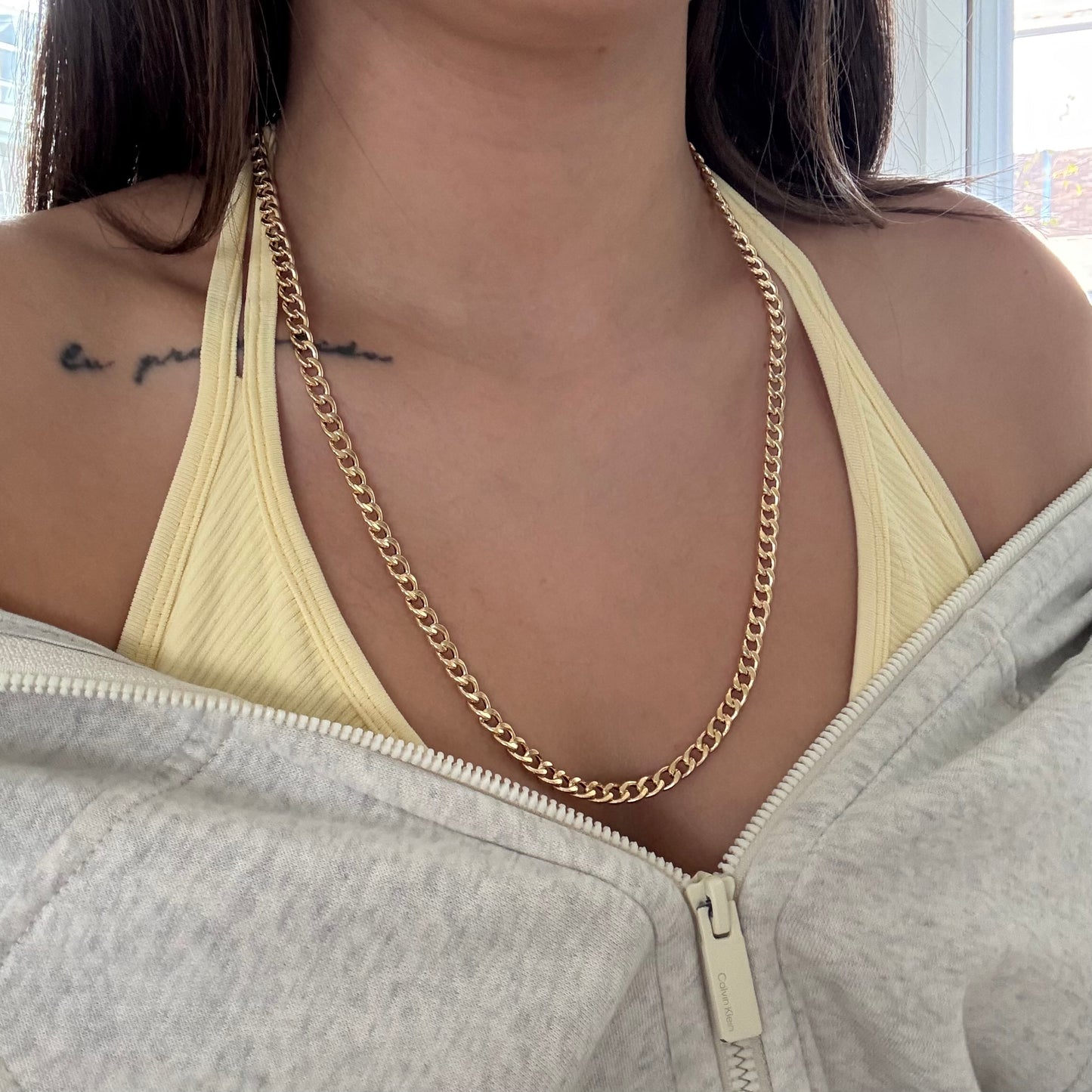 ROUND CUBAN CHAIN ​​5.5MM YELLOW GOLD ITALY 18K 60CM - 9.25GR