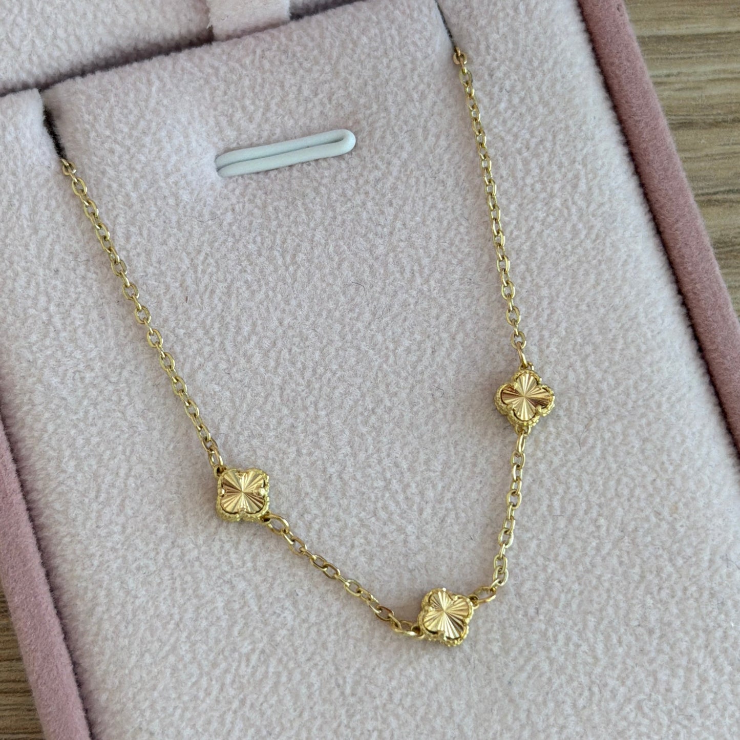 PULSERA MINI ROLON + DIJES TREBOL VERDE Y DIAMANTADO ORO AMARILLO COL 18K 17.5CM - 1,77GR