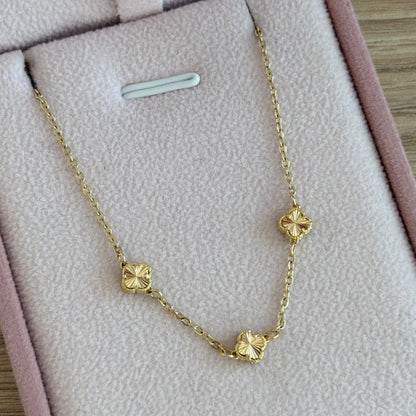 PULSERA MINI ROLON + DIJES TREBOL VERDE Y DIAMANTADO ORO AMARILLO COL 18K 17.5CM - 1,77GR