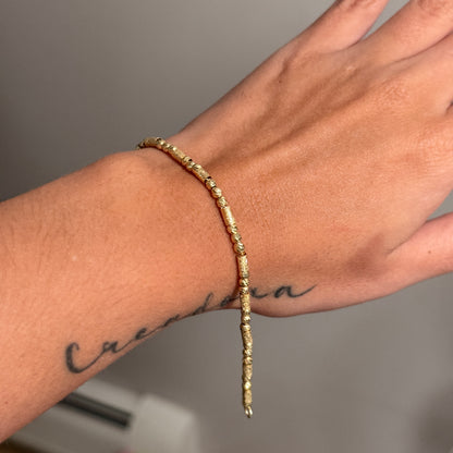 18K YELLOW GOLD 3M DIAMOND BALL + CYLINDER BRACELET 18.5CM - 5.39GR