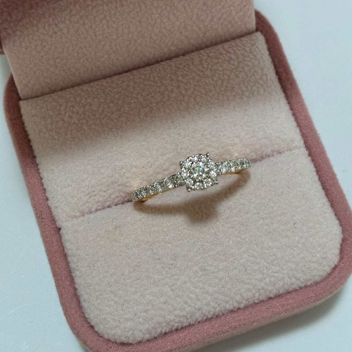 ANILLO SOLITARIO LISSA DIAMANTES NATURALES 0,34QTS ORO AMARILLO ITALY 18K TALLA 7 - 2,49GR