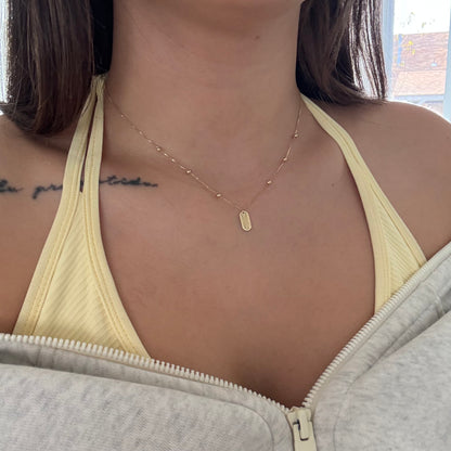 MINI FRANCO CHAIN ​​+ BALLS AND DIAMOND PLATE YELLOW GOLD ITALY 18K 45CM - 1.0GR