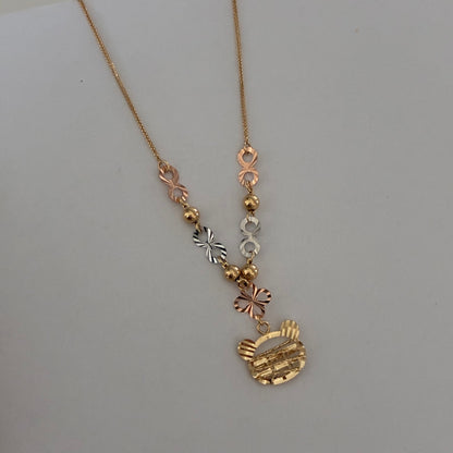 MINI FRANCO INFINITY CHAIN ​​+ DIAMOND BEAR THREE GOLD 18K ITALY 42CM TO 45CM - 1.22GR