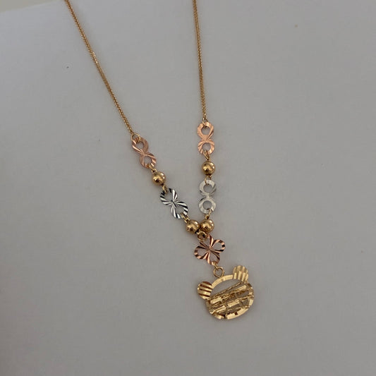 MINI FRANCO INFINITY CHAIN ​​+ DIAMOND BEAR THREE GOLD 18K ITALY 42CM TO 45CM - 1.22GR