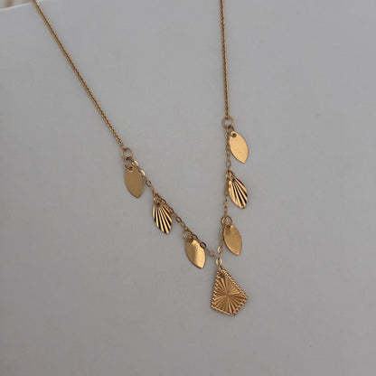 MINI FRANCO CHAIN ​​+ DIAMOND CHARMS YELLOW GOLD ITALY 18K 45CM - 1.1GR