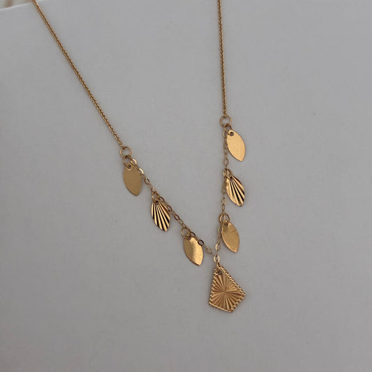 MINI FRANCO CHAIN ​​+ DIAMOND CHARMS YELLOW GOLD ITALY 18K 45CM - 1.1GR