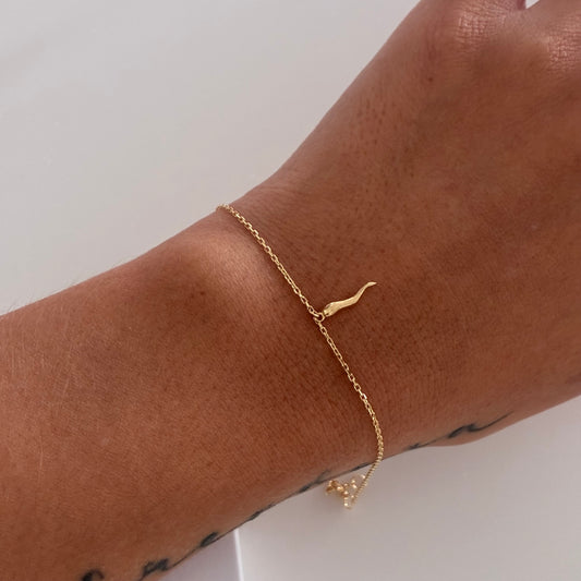 GOLDEN HORN OF ABUNDANCE BRACELET YELLOW GOLD ITALY ESP 18K 17CM TO 19CM - 1.11GR