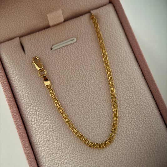 BRACELET CHINESE TRACK 2MM YELLOW GOLD ITALY 18K 18.5CM - 1.62GR