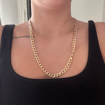7.5MM HAMMERED CUBAN CHAIN 18K YELLOW GOLD ITALY 60CM - 14.06GR
