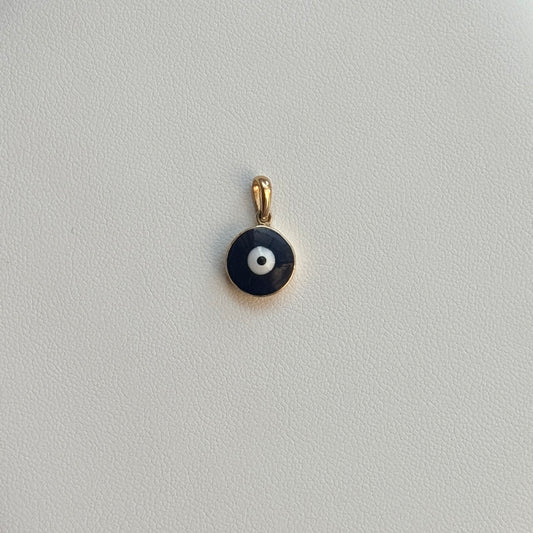 TURKISH EYE PENDANT 1.5CM YELLOW GOLD ITALY ESP 18K - 1.32GR