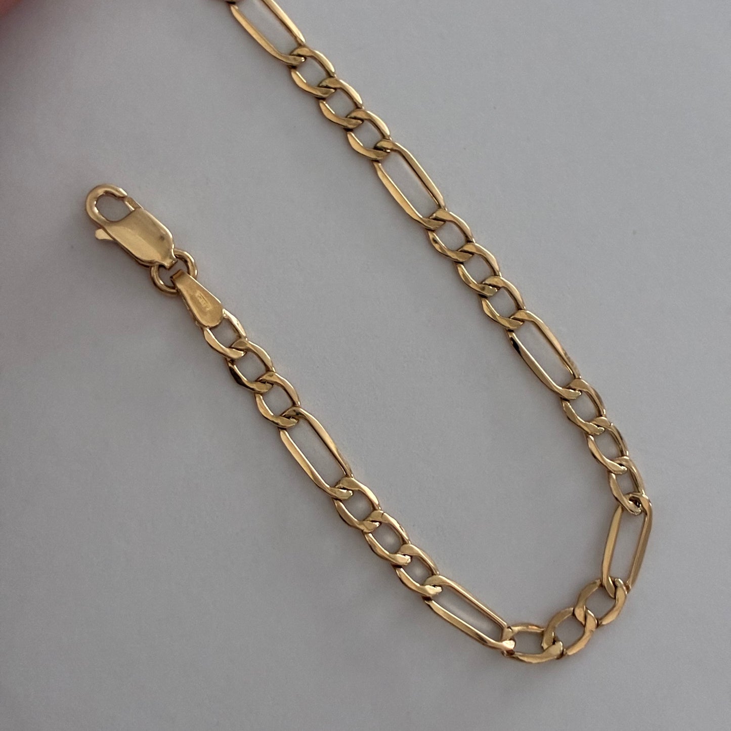 3X1 FIGARO BRACELET 4MM YELLOW GOLD ITALY 18K 18CM - 2.0GR