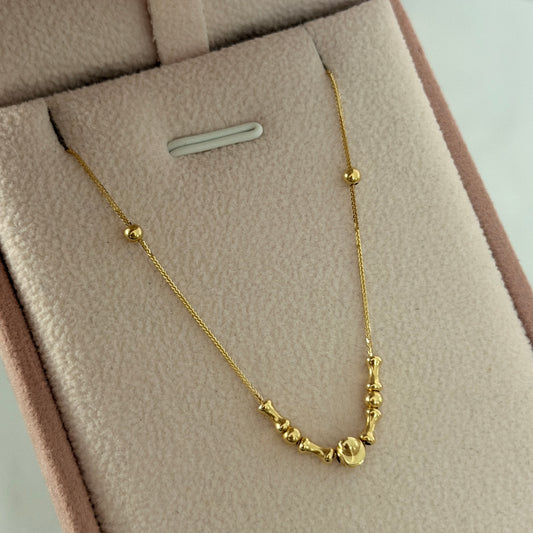 MINI FRANCO CHAIN + BALLS AND CYLINDERS YELLOW GOLD ITALY ESP 18K 41CM TO 44CM - 0.87GR