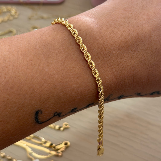 3.3MM YELLOW GOLD 18K ITALY BOW BRACELET - 20CM 3.06GR