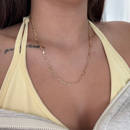 3X1 FIGARO CHAIN ​​4MM YELLOW GOLD ITALY 18K 50CM - 4.52GR