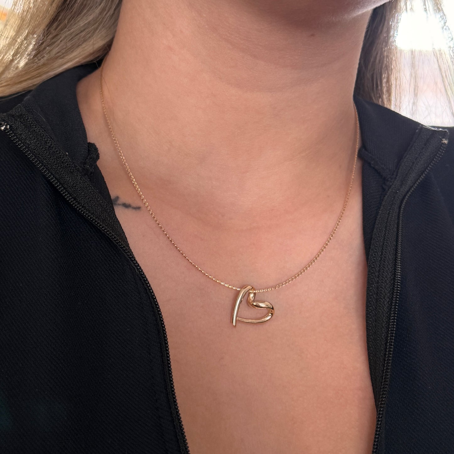 CADENA ESTILO CORDON + DIJE CORAZON SILUETA ORO AMARILLO ITALY ESP 18K 45CM - 2,05GR