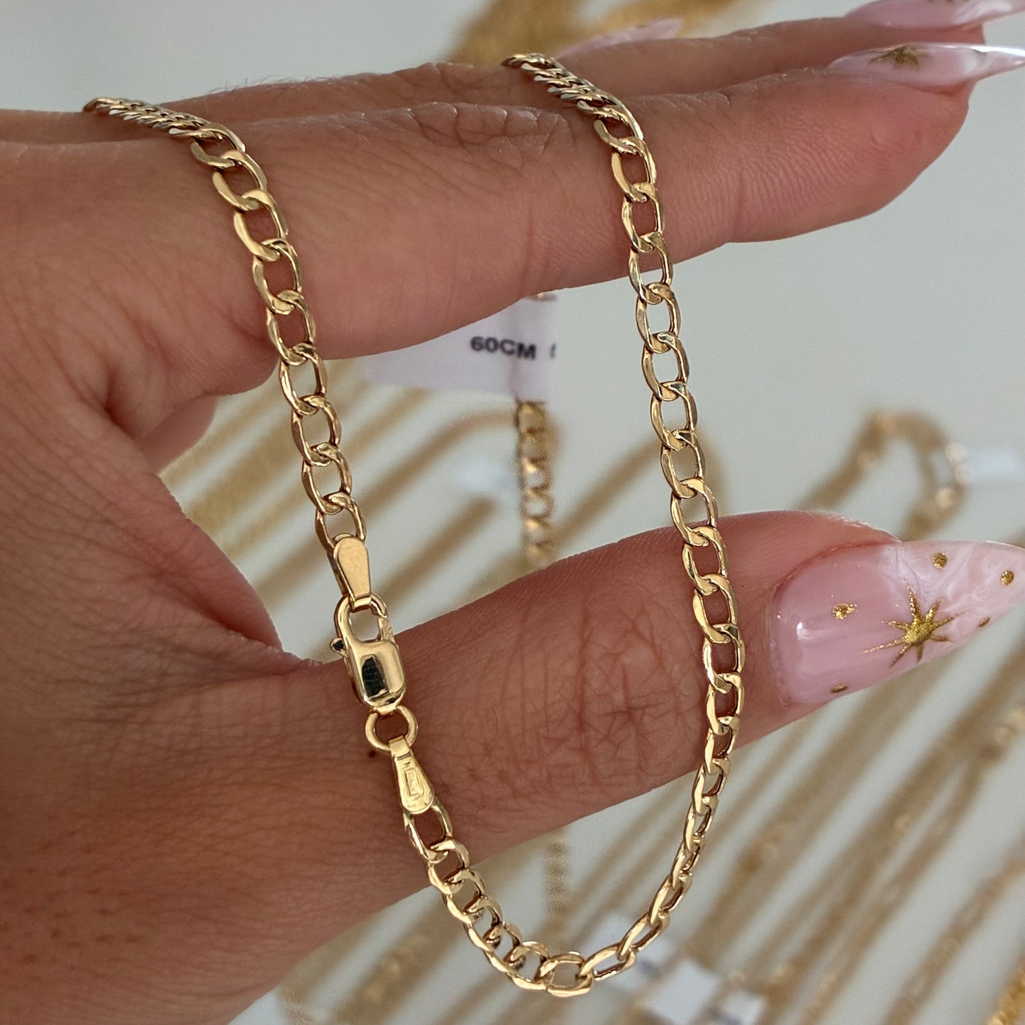 Hammered Cuban Chain 3.5mm Yellow Gold Italy 18K 60cm - 5.57g