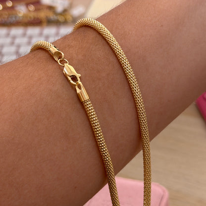 3.5MM ROUND KOREAN CHAIN ​​18K YELLOW GOLD ITALY - 60CM 11.78GR